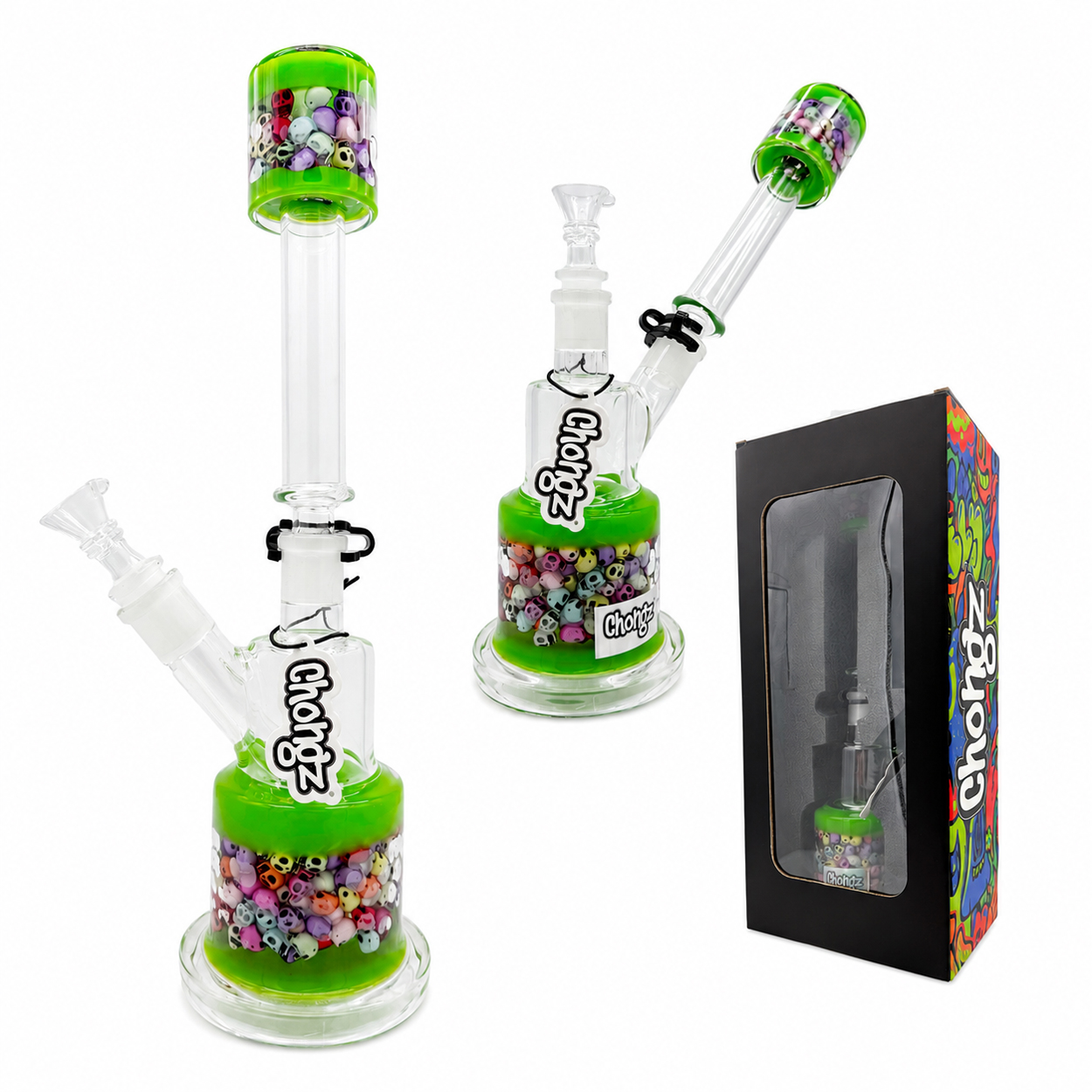Chongz Glass "Mini Skulls" 35cm 2 way waterpipe special offer - was £30.00